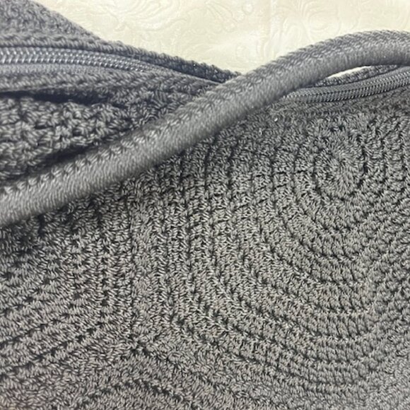 The Sak Hand-Crocheted Black Hobo Bohemian Styled Shoulder Bag Purse - Picture 7 of 12